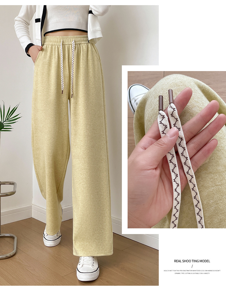 Autumn narrow drape wide-leg pants 2025 Loose casual ice silk sportswear pants Black and white new style for women pic 20