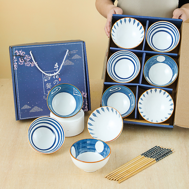 高颜值日式餐具碗筷礼盒套装家用组合碗筷批发可印LOGO详情图3