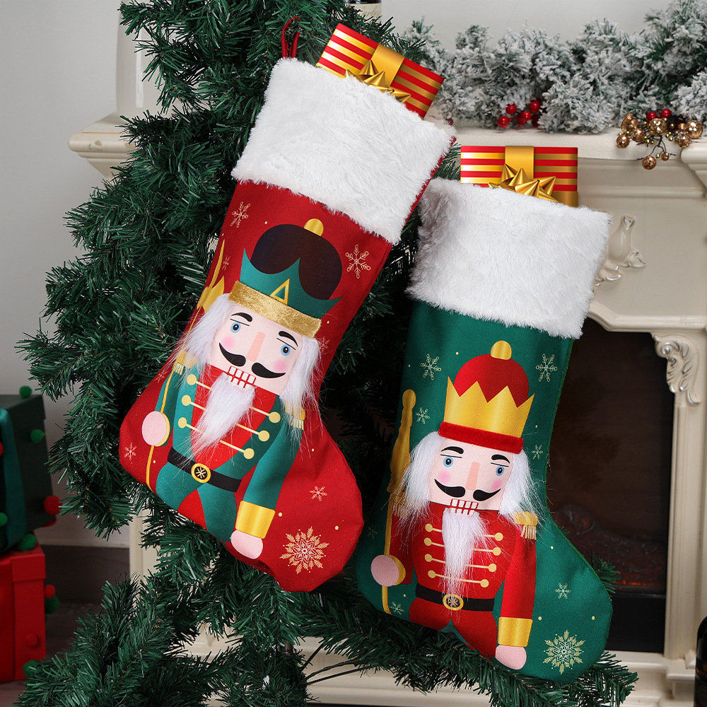 Cross-border new Christmas Green Soldier Christmas socks, creative gift bags, candy bags, Christmas tree hanging decorations Specification image