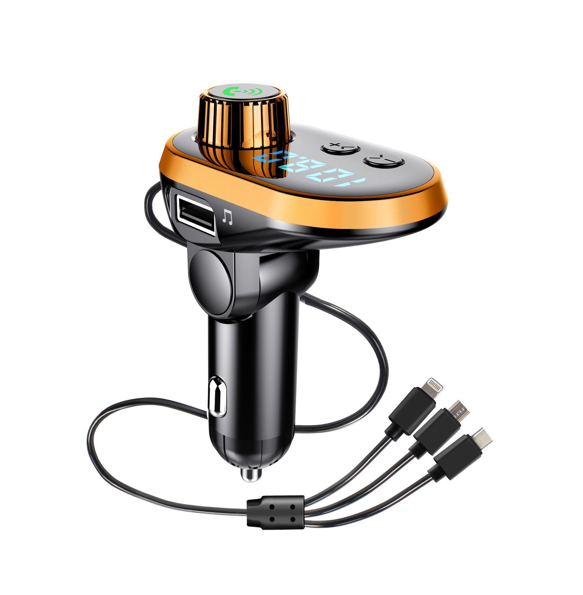 车载蓝牙MP3播放器FM发射器汽车蓝牙充电器车载USB充电器带线车充产品图