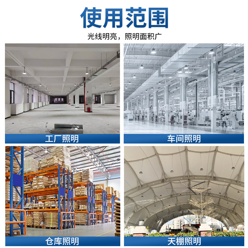 New waterproof tunnel ufo industrial and mining lamps, cross-border workshop lighting lamps, factory buildings, factories, football fields, led industrial and mining lamps Specification image