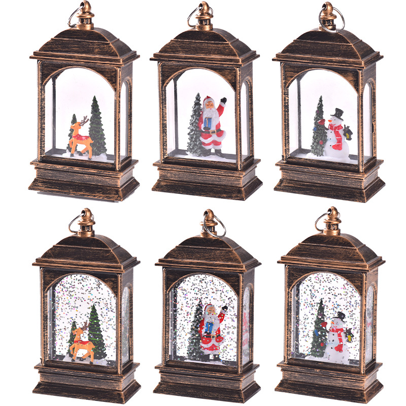 Christmas Light Interior Waterflood Old Man Flat Small Wind Lamp Tabletop Decoration Snowman Small Oil Lamp Decoration Item Picture