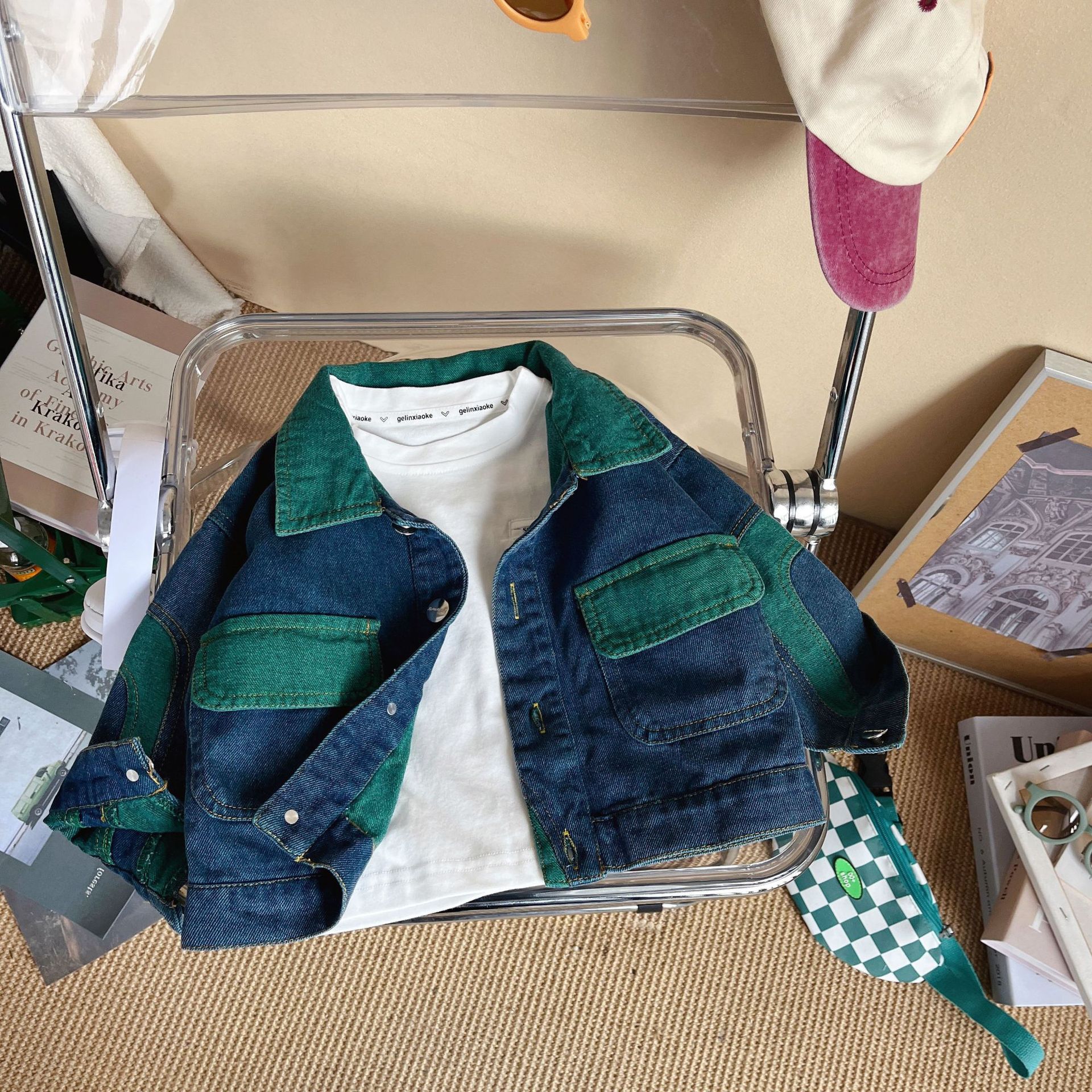 Children's Denim Jacket Spring And Autumn Boys Style Long Sleeve Cardigan Baby New Color Shirt Tide Specification drawing