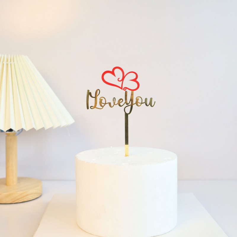 Copyright Cross-Border Valentine's Day Acrylic Cake Decoration Love Happy Valentine's Day Acrylic Cake Plate Plug-In details Picture