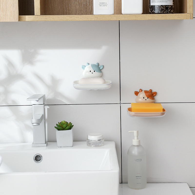 Cartoon Niu Niu perforation-free wall hanging soap box Niu Niu series bathroom soap shelf wall hanging shelf Specification drawing