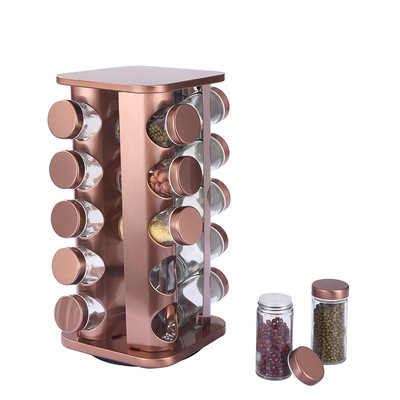 Cross-Border Kitchen Supplies Rotating Spice Jar Household Spice Rack Stainless Steel Spice Tray Spice Box Set Specification drawing