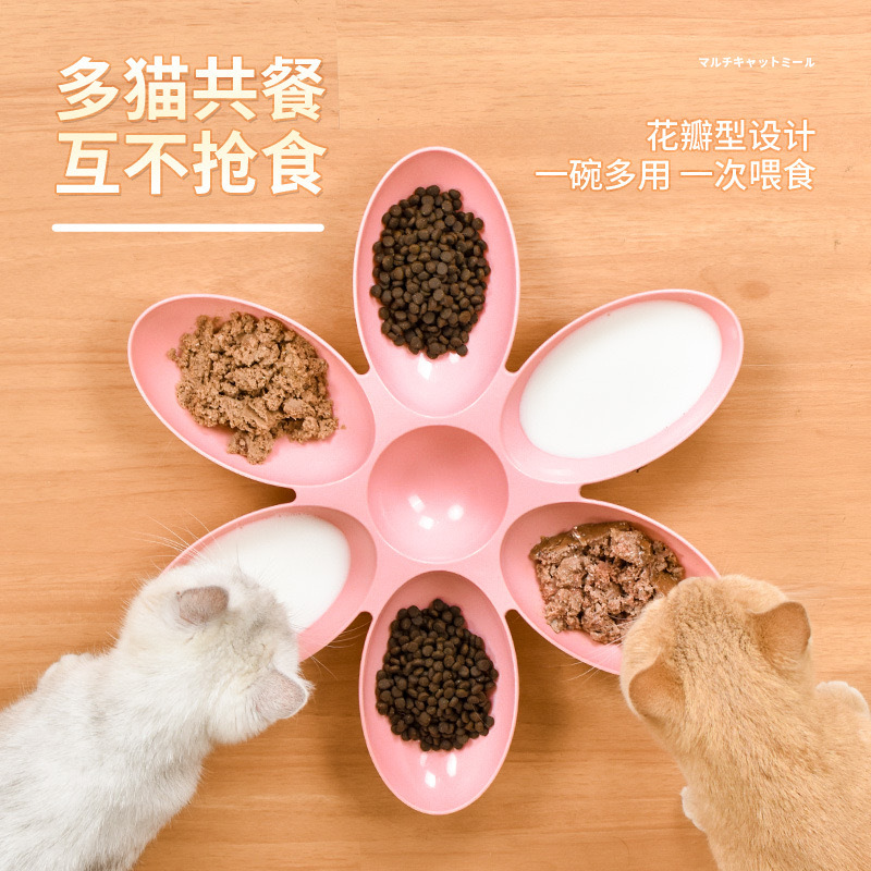 猫碗多猫花瓣食盆幼猫奶猫专用碗幼犬狗碗小猫流浪猫喂食猫咪用品