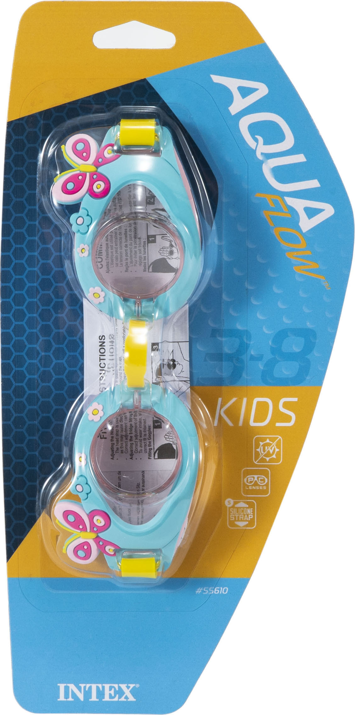 INTEX children's swimming goggles, protective goggles, waterproof and anti-fog large frame swimming goggles, boys', girls' and children's diving suits details Picture