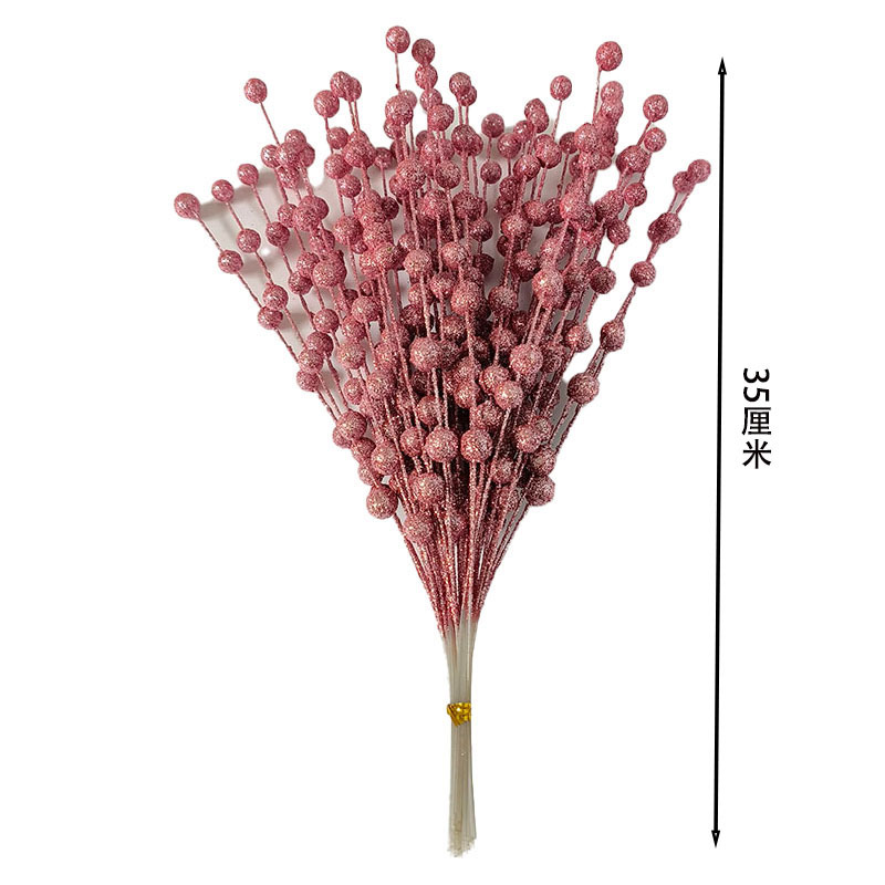 Christmas Decoration Simulation Gold Powder Berries Pistachio Gold Powder Balls Put A Bouquet Of Fake Flowers Hotel Wedding Decoration Red Fruit Cross-Border Specification drawing