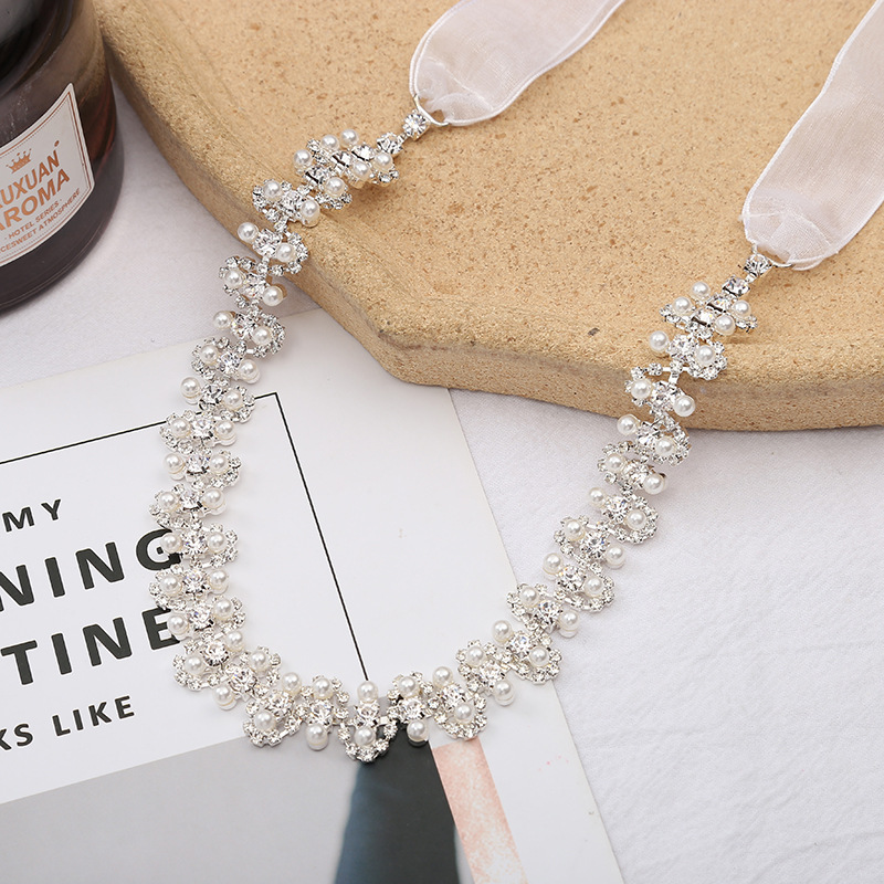 Cross-Border Hot Rhinestones Bride Soft Chain Wedding Dress Accessories Banquet Hair Accessories Bride Headwear Soft Chain Wedding Hair Accessories Specification drawing
