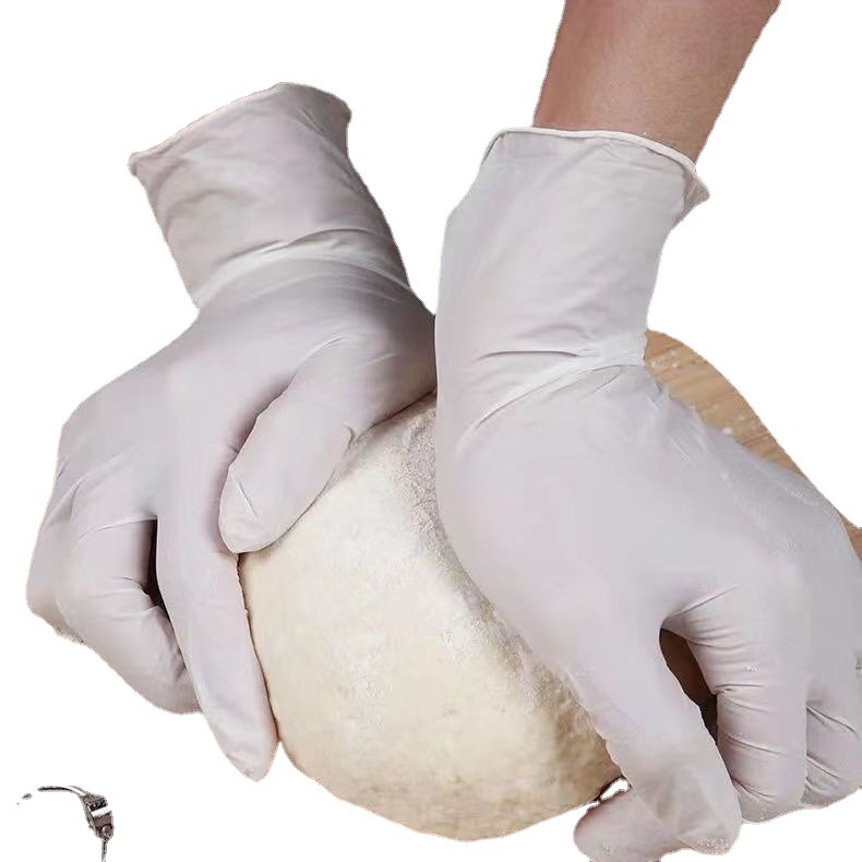 Wholesale of thickened and wear-resistant disposable nitrile gloves, food-grade latex rubber, beauty, catering and household waterproof gloves Item Picture