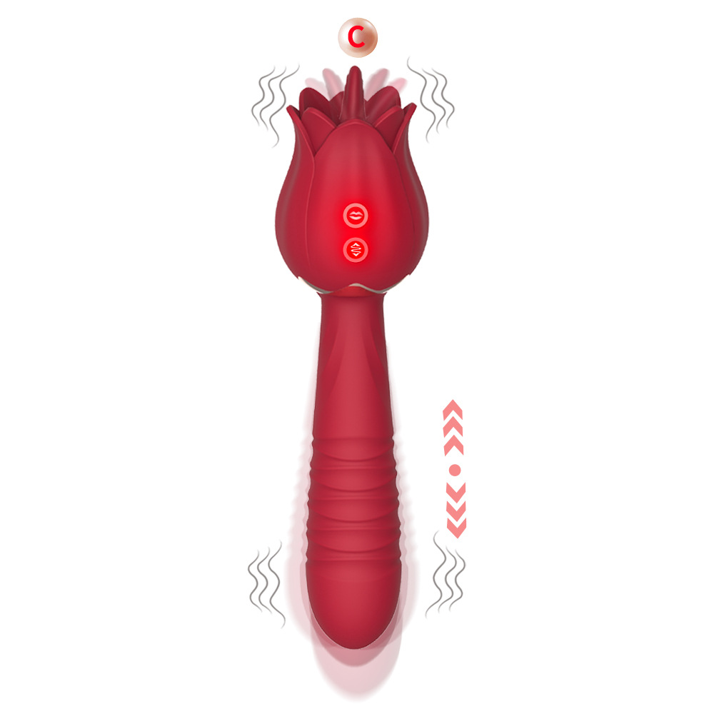 Rose 3rd generation double-headed tongue licking Vibration Telescopic Jumping Egg female masturbation sex product full figure