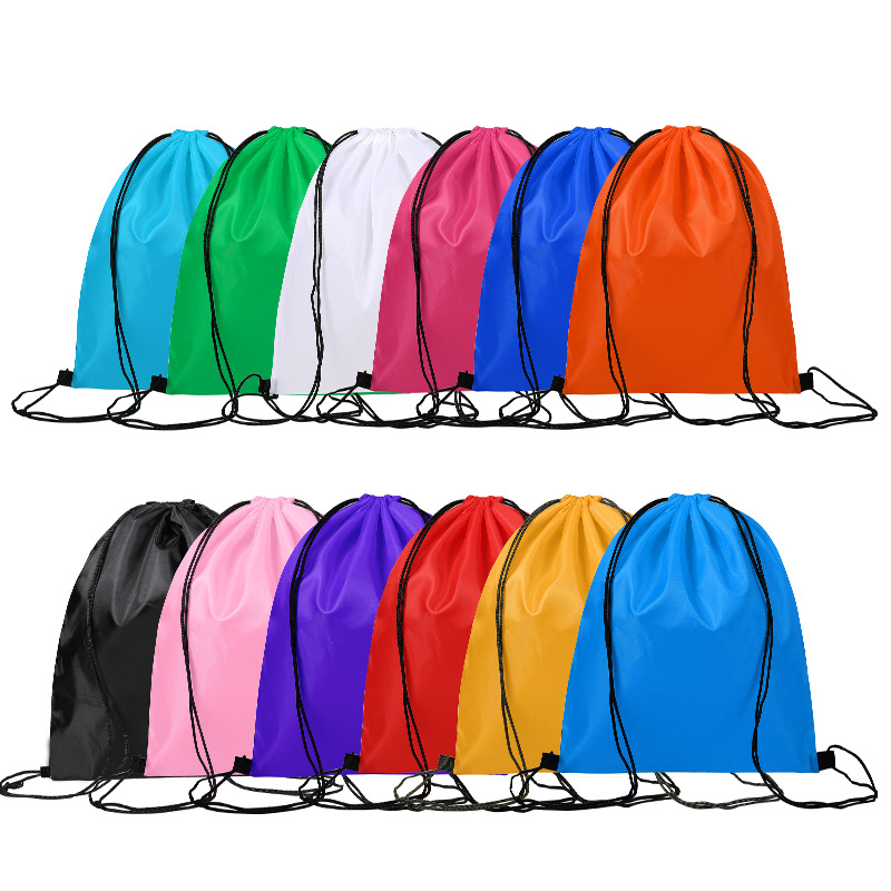 Spot Empty White Polyester Bundle Pocket Custom Double Drawstring Backpack Custom Sports Backpack Waterproof Custom details Picture