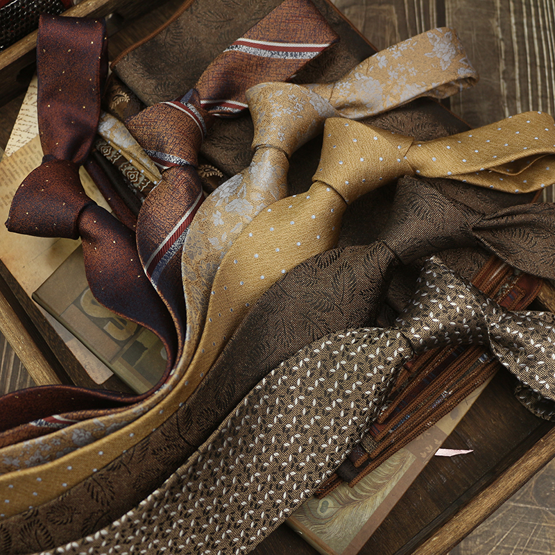 男士领带复古手打英伦风高级领口商务西装结婚新郎婚礼涤丝高档