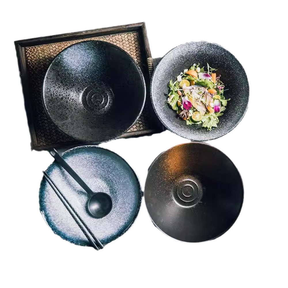 Japanese Ceramic Bowl Household Large Ramen Bowl Rice Bowl Noodle Soup Bowl Creative Tableware Set Commercial Bamboo Hat Bowl Item Picture