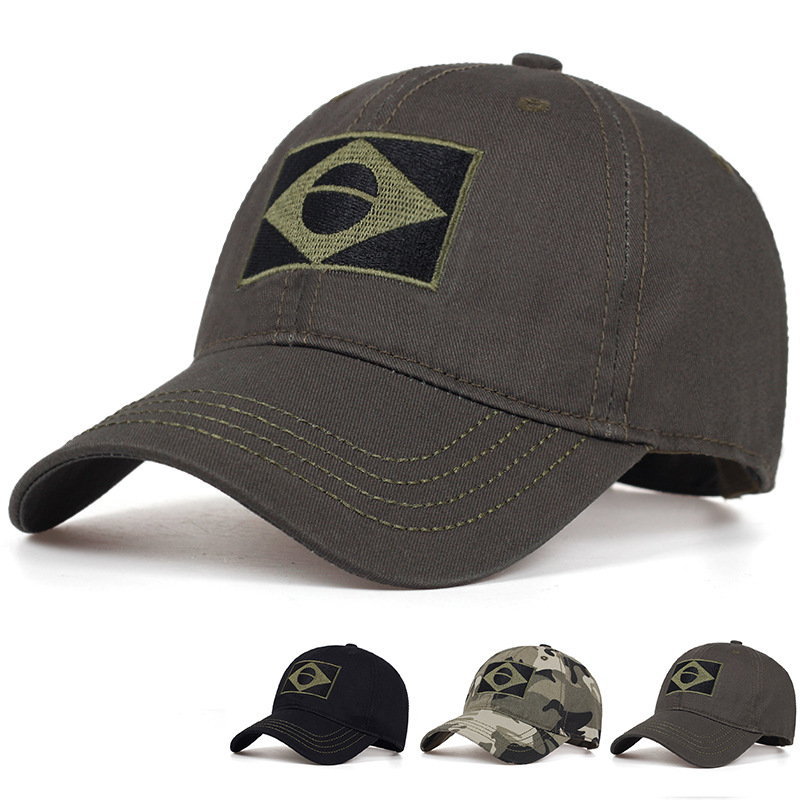 Cross-border new military fan cap male outdoor leisure mountaineering visor camouflage baseball cap Brazilian flag military cap
