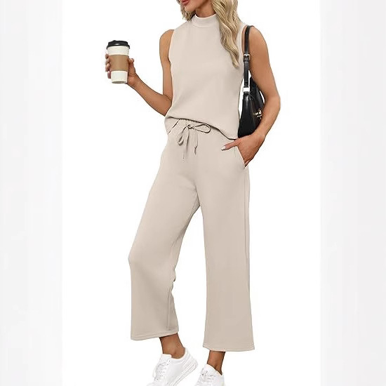 European and American cross-border women's suit, vest top, casual caprix pants, wide-leg pants, 2025 new summer clothing for women Specification drawing