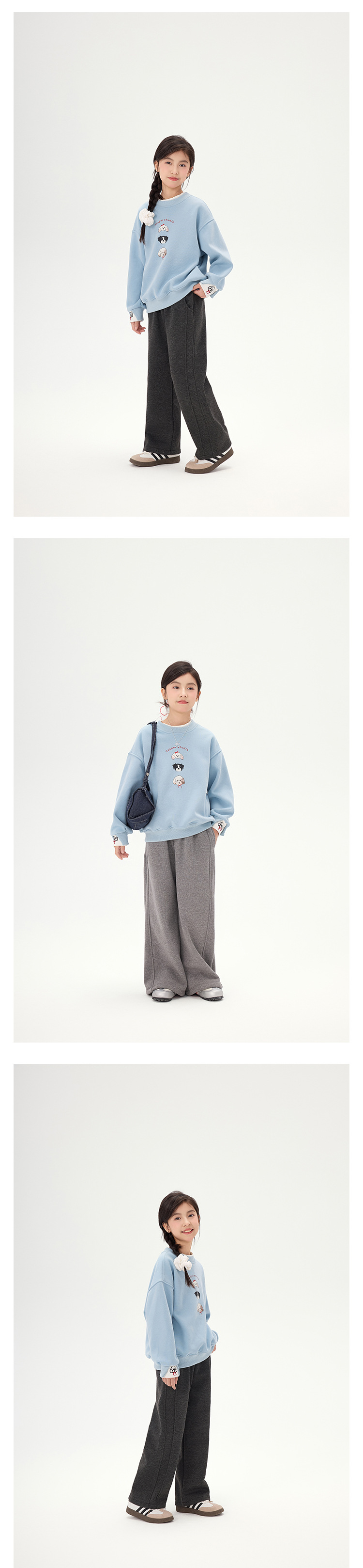 女童卡通小狗加绒卫衣2025秋冬新款儿童韩版假两件休闲宽松上衣潮详情13