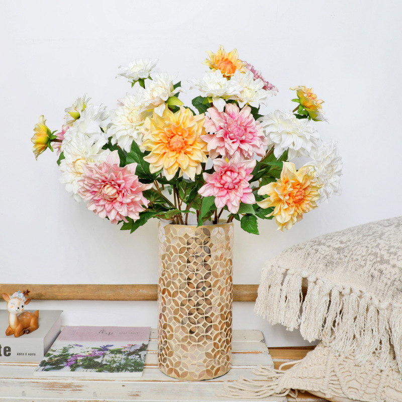 60Cm2 Head Simulation Feel Moisturizing Dahlia Indoor And Outdoor Decoration Simulation Flower Specification drawing