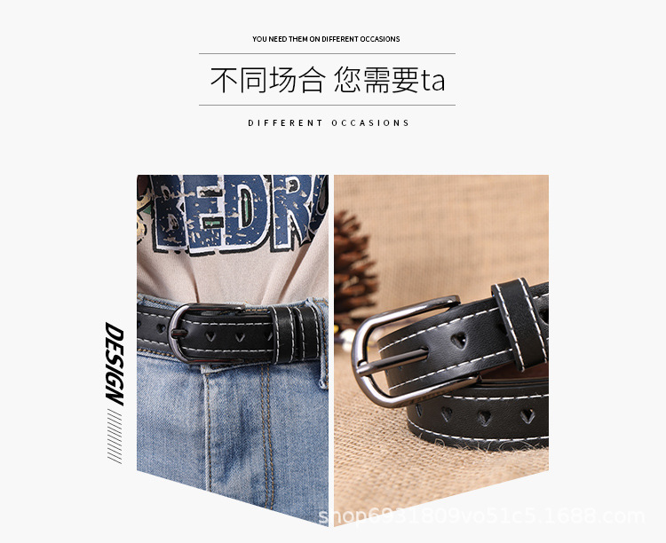 新款百搭皮带女无需打孔全身镂空多色时尚简约韩国牛仔裤腰带批发详情2