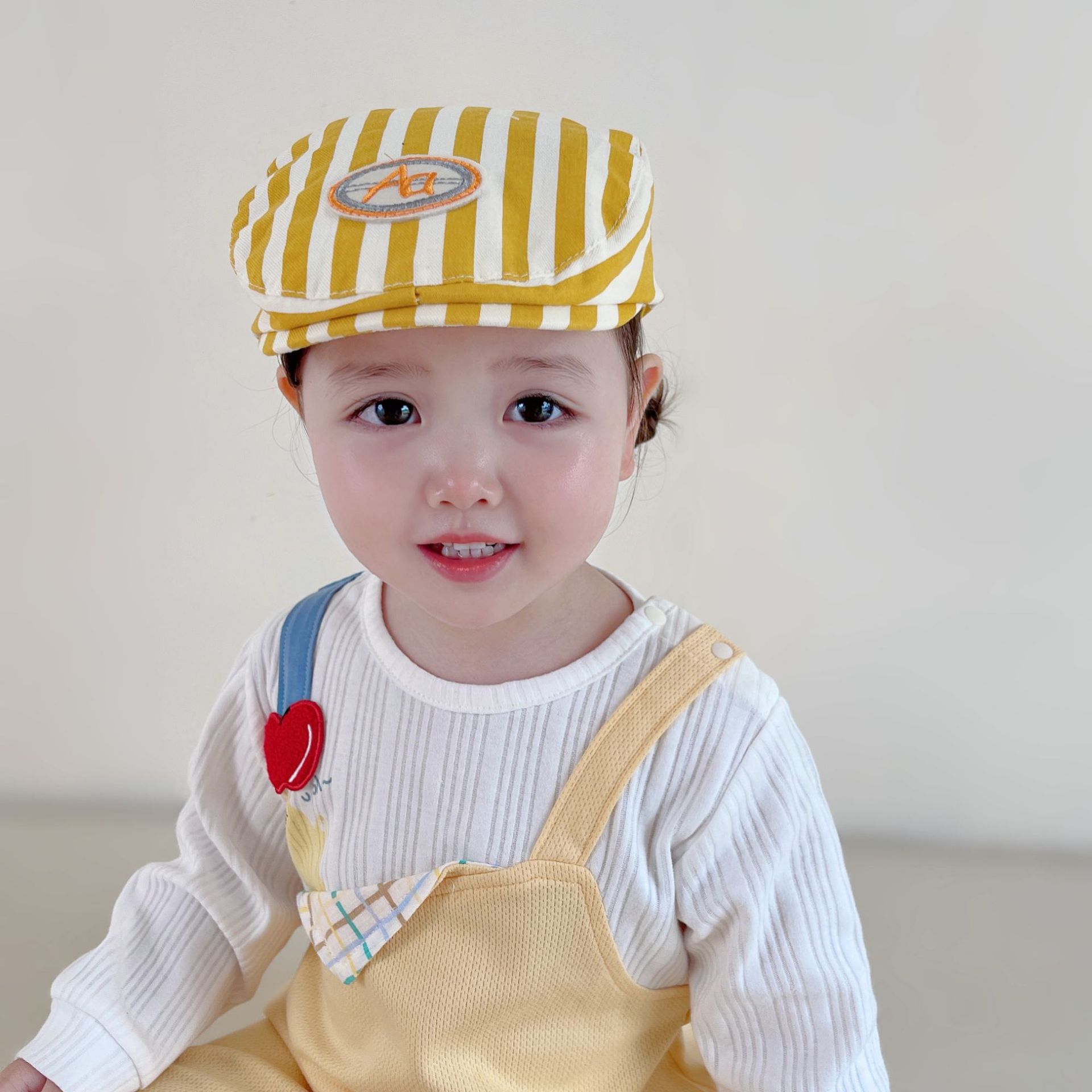 韩国ins宝宝鸭舌帽多巴胺小搭配春秋条纹潮酷洋气1-3岁婴童前进帽