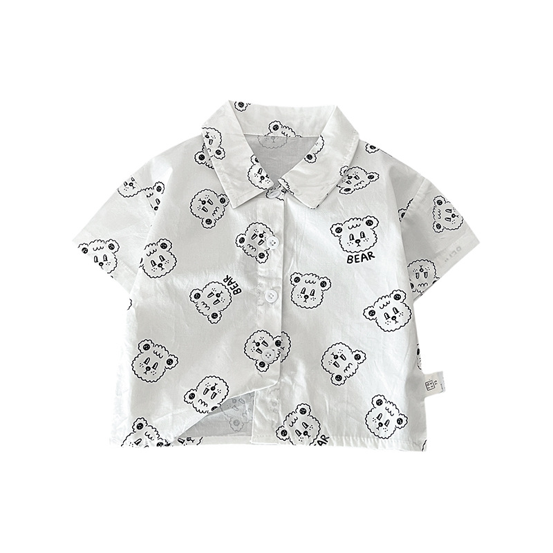 Summer thin children's floral shirts for boys, short-sleeved, cool and stylish kids, summer clothes for boys, and trendy pure cotton tops for babies Item Picture
