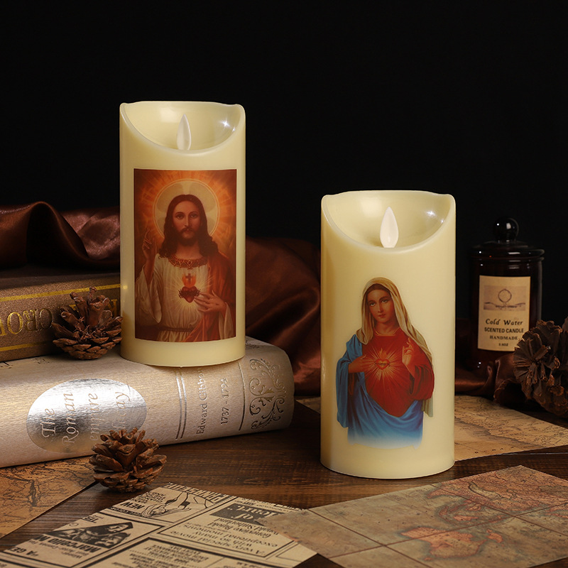 跨境LED欧式古典人物画电子蜡烛 感恩节气氛布置装饰厂家批发