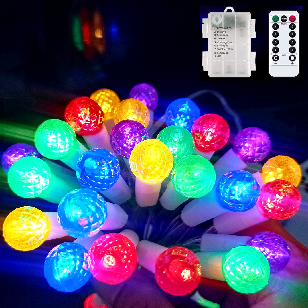 New color pine nut battery light string, remote control waterproof string light, festival, wedding, home decoration LED round ball light string