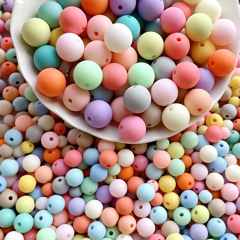 Acrylic matte bead candy color round bead straight bead bead handmade DIY jewelry material wholesale