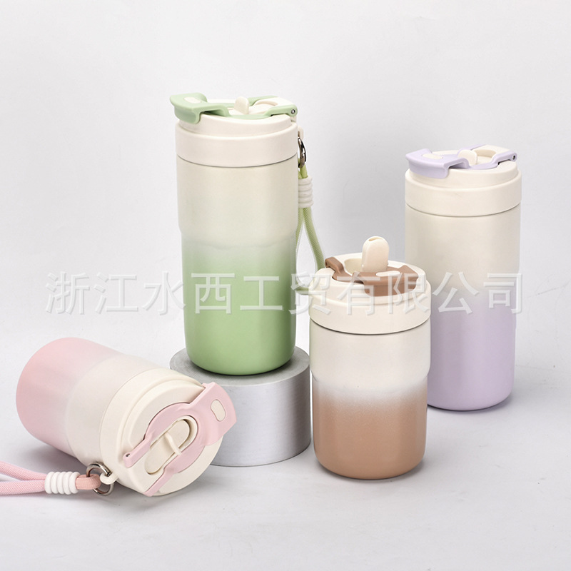 跨境新款时尚咖啡保温杯不锈钢316便携式男女通用可爱礼物水杯