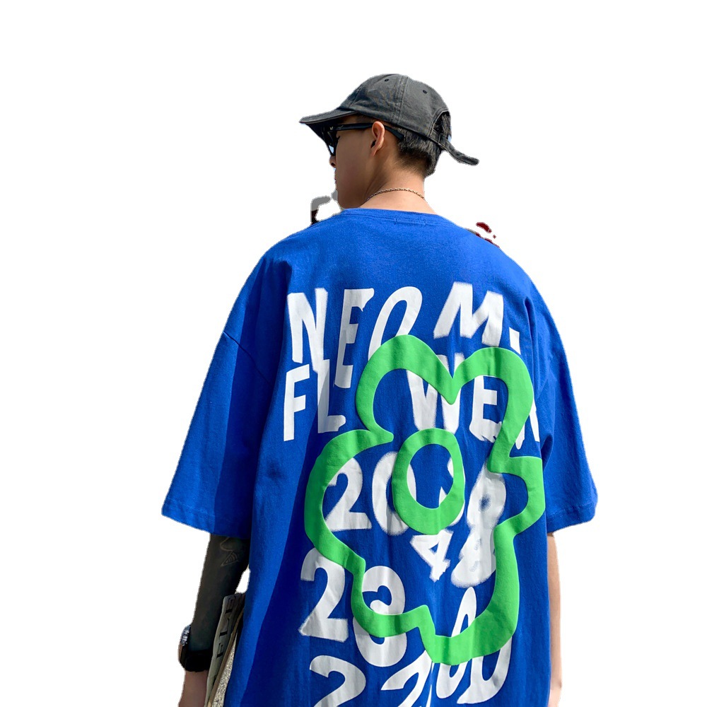 短袖/t恤男士短袖潮流/男装男士短袖潮流/服装/短袖t男宽松潮牌白底实物图