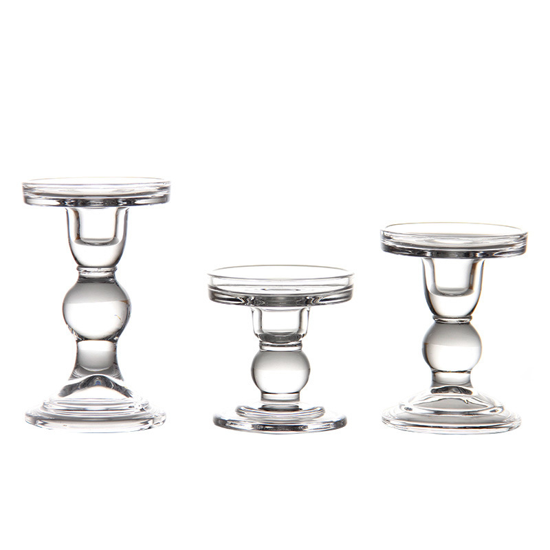 Transparent glass candle aromatherapy candlestick, retro European Roman column candlestick, modern and simple wax table, homestay decoration