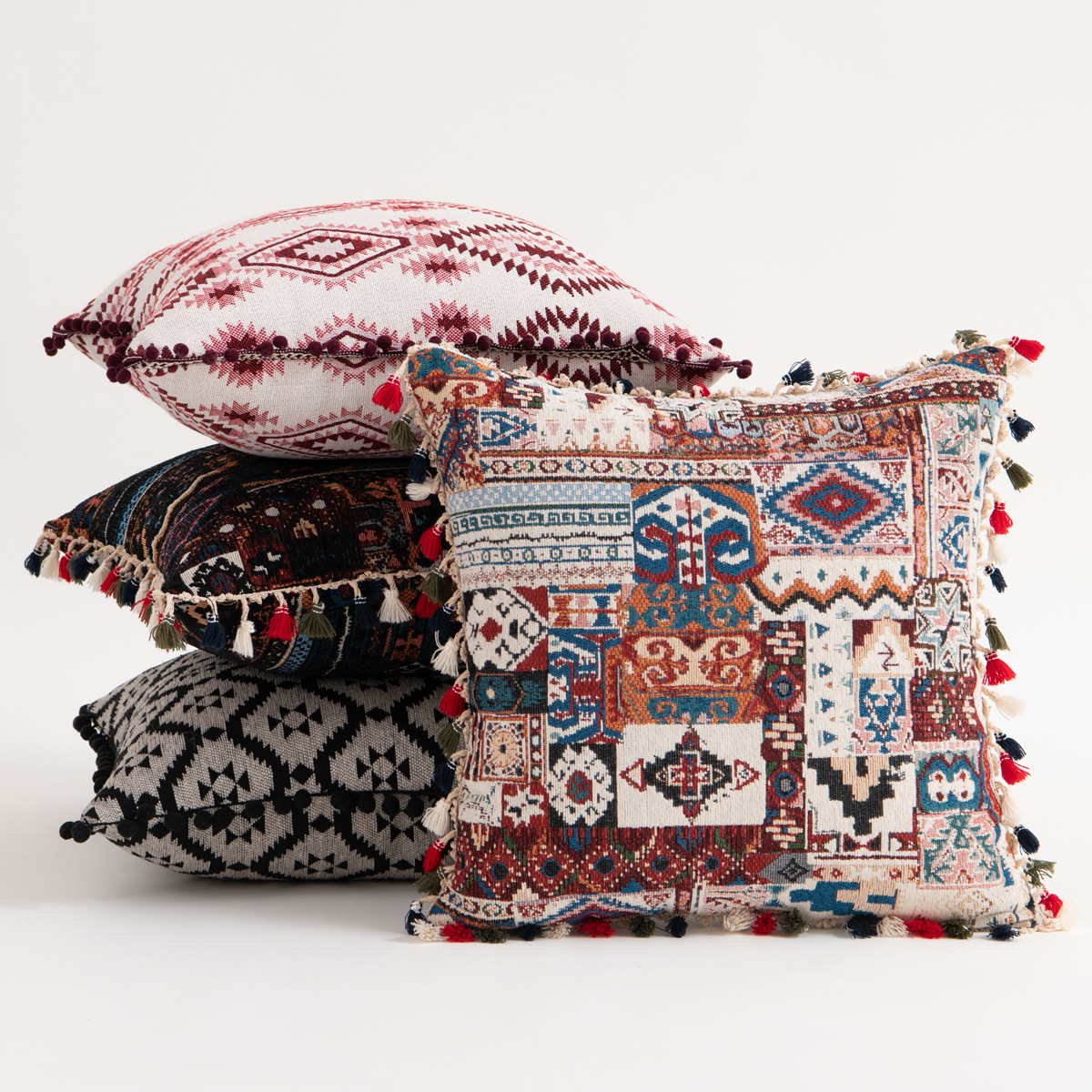Taobao's best-selling American-style ins Moroccan flower pom-poms geometric throw pillows, cushions and pillowcases