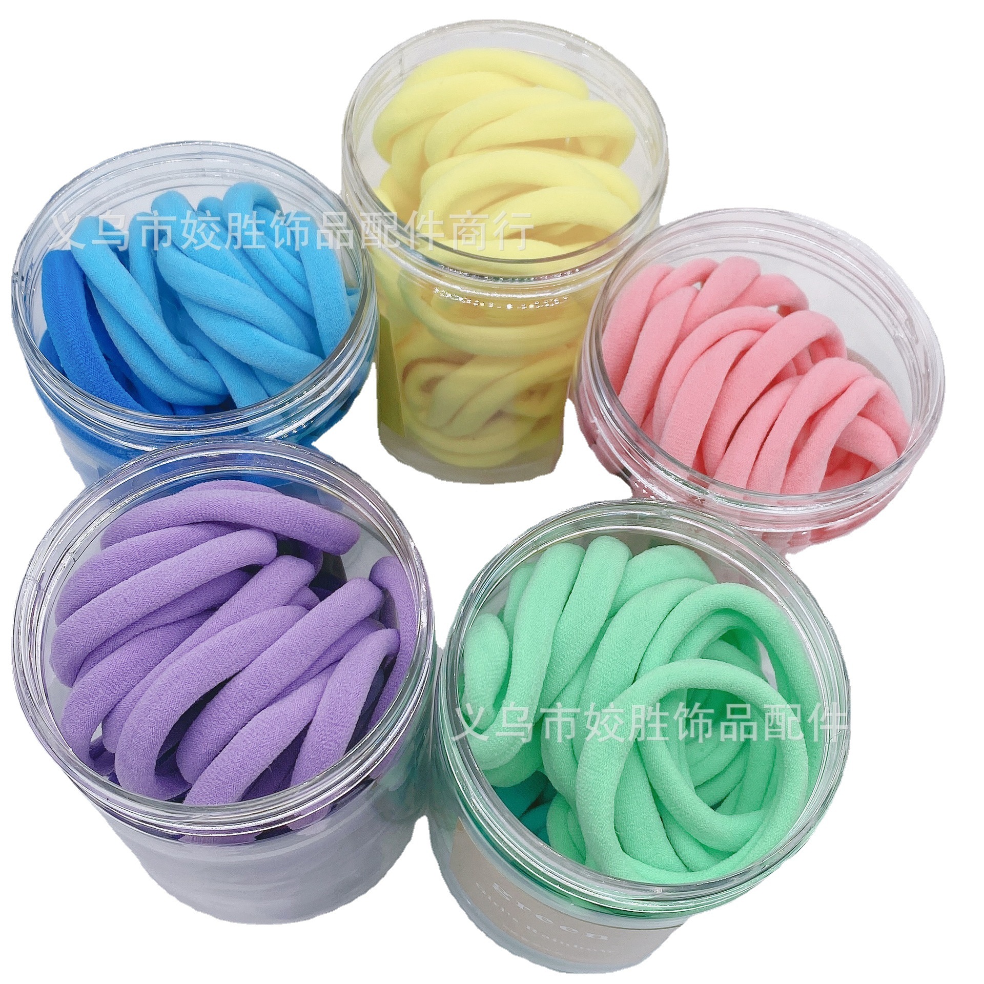 Wholesale of 50 simple forest-style hair bands in cans, featuring high-elasticity, seamless leather band hair ties for popular female hairdressers Item Picture