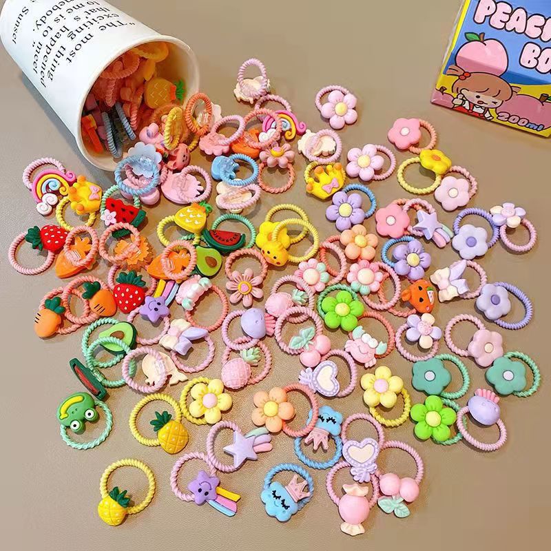 2023 Children's Cartoon Rubber Band Cute Does Not Hurt Hair Cord Small Net Red New Ring Ring Hair Cord Hair Band