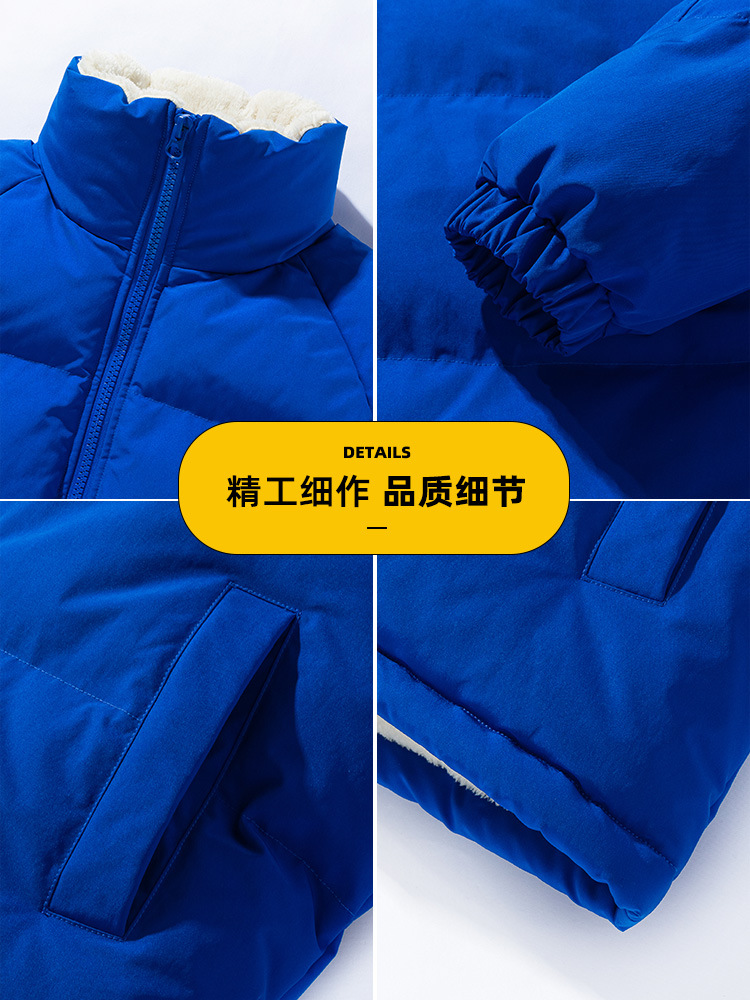 Men's cotton-padded jacket 2022 Autumn/Winter new trendy brand thick, large-sized, versatile and warm cotton-padded jacket, couple's lambskin coat details Picture