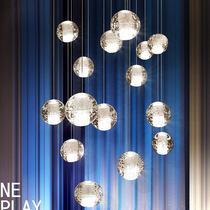 American crystal glass ball chandelier Bubble art restaurant chandelier LED single head creative personality meteor shower chandelier