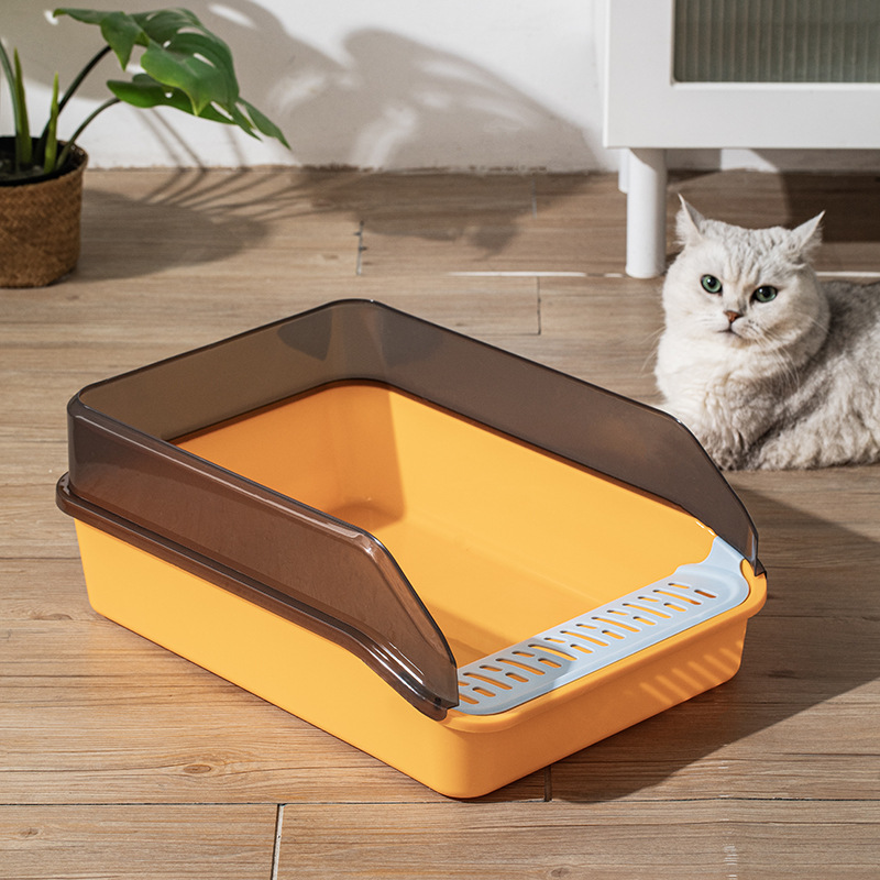 Semi-enclosed large cat litter box, thickened to prevent splashing, cat toilet, cat litter, pet supplies wholesale, cat litter box with shovel included details Picture