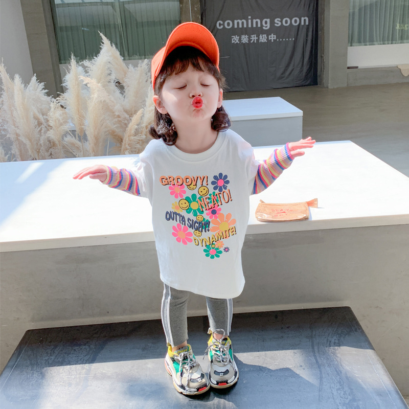 Two new autumn long-sleeved T-shirts for girls in 2024, trendy autumn base shirts for children Specification image