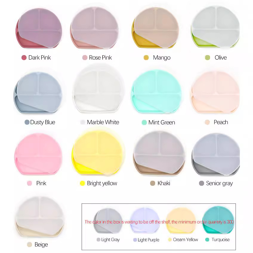 Ins-style infant and toddler tableware, fully silicone separated baby food plates, anti-drop with LIDS, patterned eating suction cups and plates Application Scenario