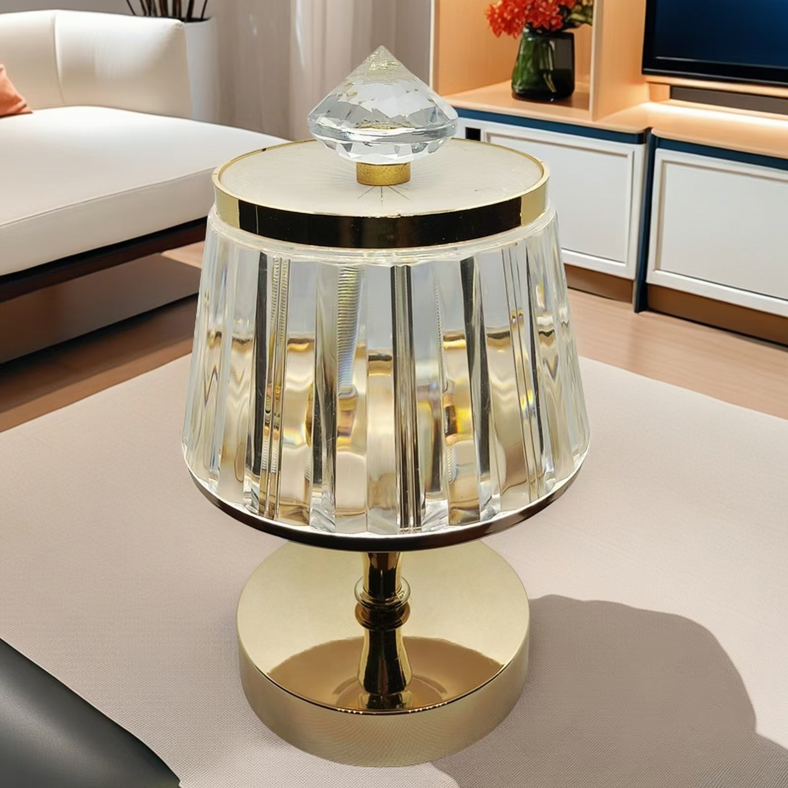 Cross-border charging touch crystal table lamp, home decoration creativity, bar and restaurant bedside ambient light crystal table lamp