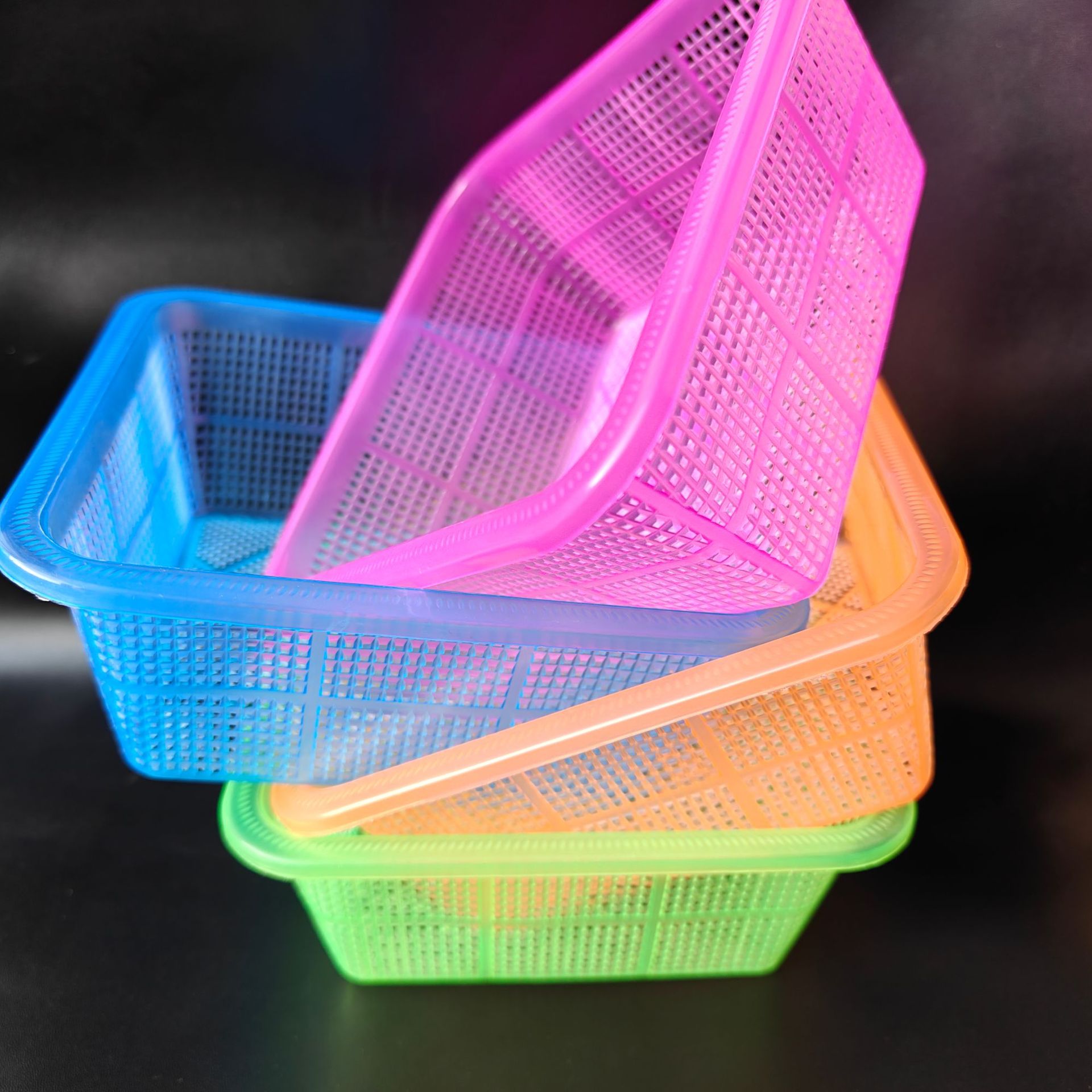 【 Zone 2-2 】 Square rice basket 400 yuan per piece, square rice basket, household retail storage, fruit basket, fruit basket, kitchen vegetable washing, colored basket, 2 yuan details Picture