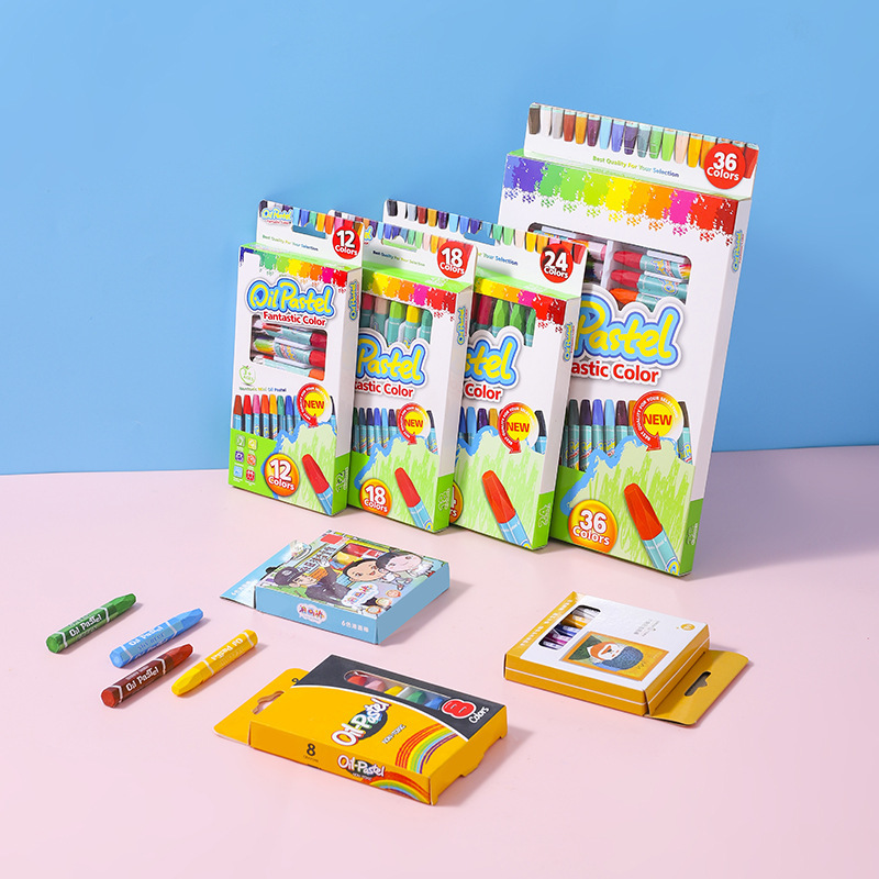 Hexagonal oil pastels, 12-color and 36-color, kindergarten art painting sticks, coloring and painting sticks, washable brushes