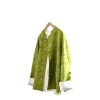 New Chinese-style women's clothing with a light Chinese style, a young style of silk satin Song brocade double-sided green loose Tang suit top Item Picture
