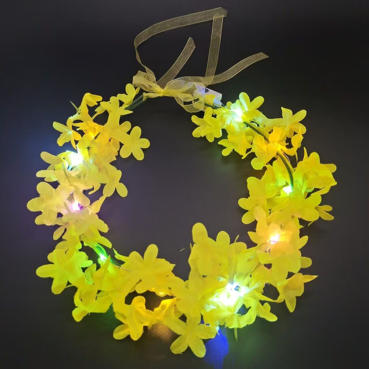 New string flower garland net red three-pronged fairy headdress light rabbit ears antler headband small gift Christmas glow Specification drawing