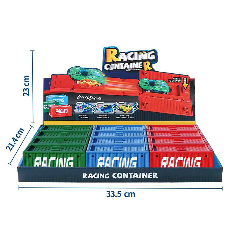 1:64 scale simulation container mini car with storage box, catapult inertial racing car battle competition children's model toy Item Picture