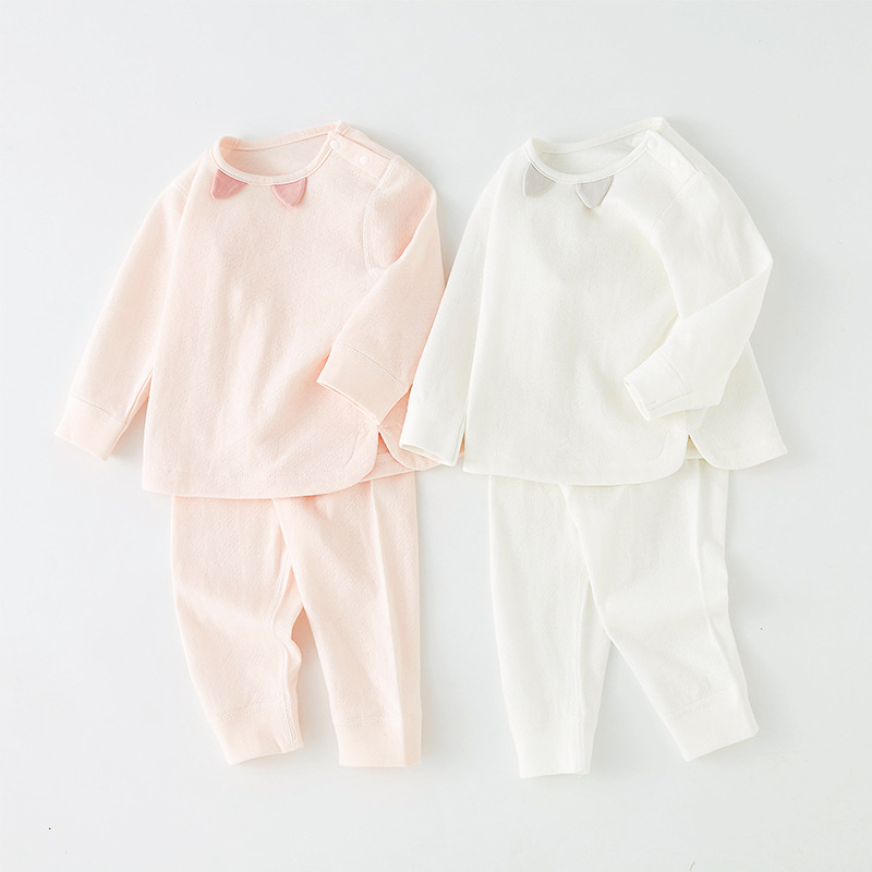 Baby underwear set, spring and autumn pure cotton boneless newborn boy shoulder buckle separate baby girl high-waisted belly protection clothes