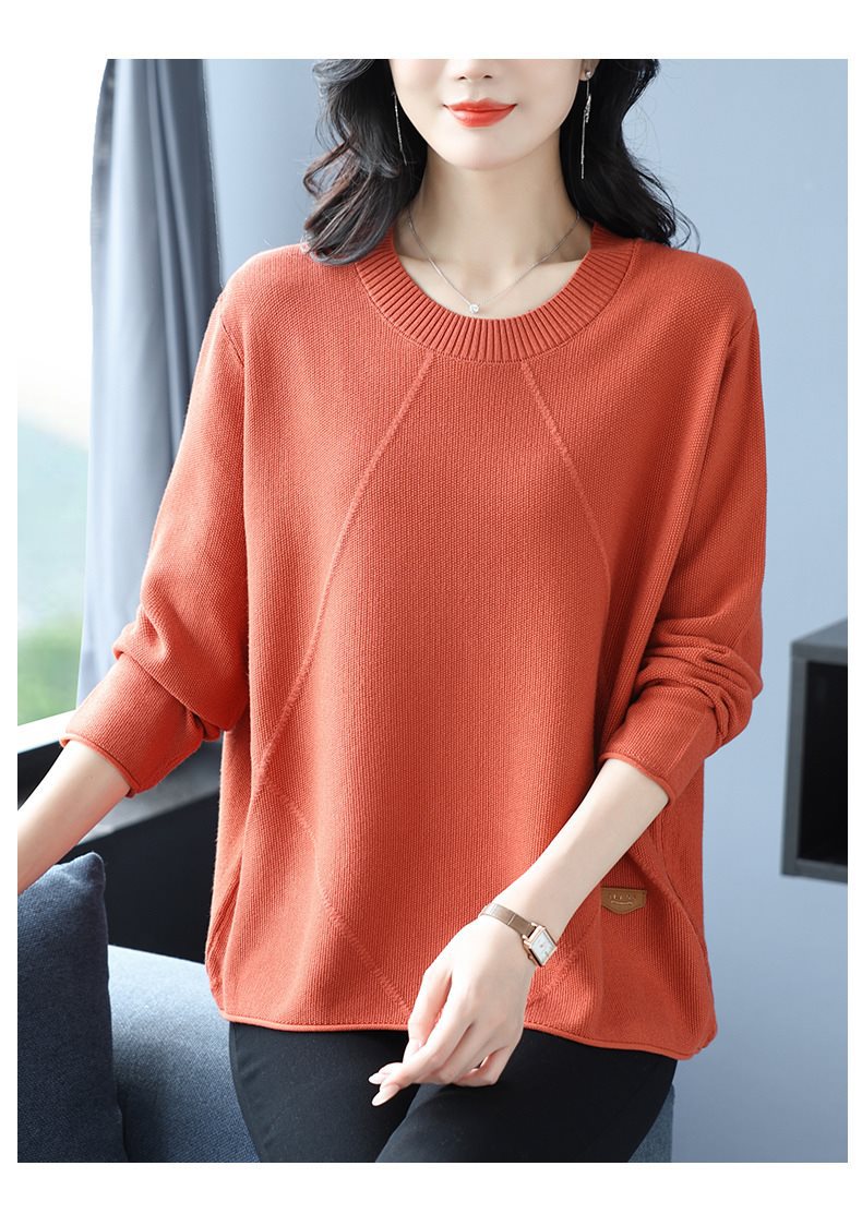 圆领针织打底衫秋冬时尚气质2024年新款女士毛衣宽松显瘦大码上衣详情24