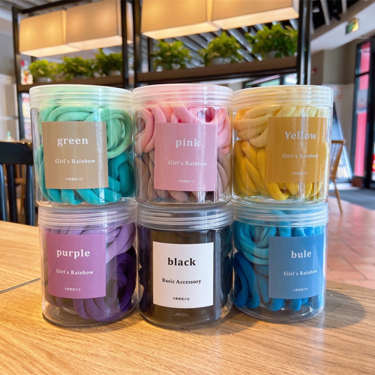 50 cans of high-elasticity hair ties in stock, ins popular candy-colored seamless rubber band hair ties