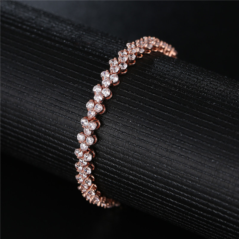 Roman bracelet, fashionable copper inlaid AAA zircon bracelet, factory direct sales, ladies' bracelet, gemstone rose gold bracelet